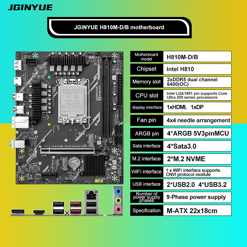 Lga1851 Gaming Motherboard - Placa base Micro-ATX H810 Intel LGA1851