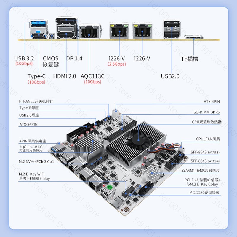 Placa Base N150 de 8 Bahías 10 - Mini Itx Dual 2.5G Nas Motherboard reseña y precio